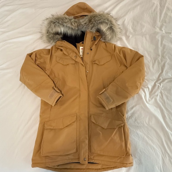 Fjallraven Tan Parka with Faux Fur Hood - Picture 1 of 3